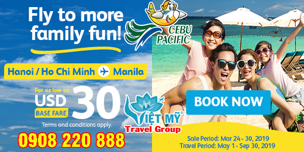 Cebu Pacific tung vé khuyến mãi đi Philippines chỉ từ 30USD