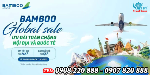 Bamboo khuyến mãi vé máy bay đi Quốc tế chỉ từ 5usd