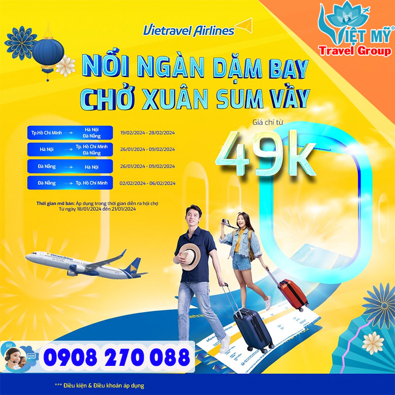 Đón Xuân cùng Vietravel Airlines - vé bay giá từ 49K