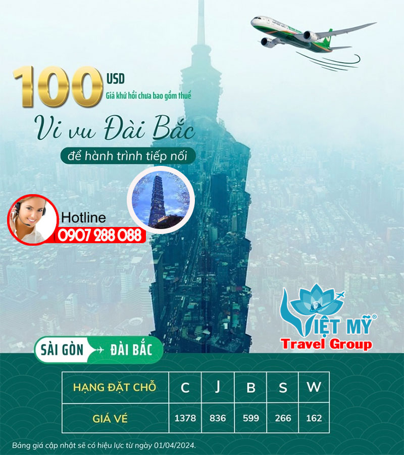KHỨ HỒI bay đến Đài Bắc chỉ từ 100 USD hãng Eva Air