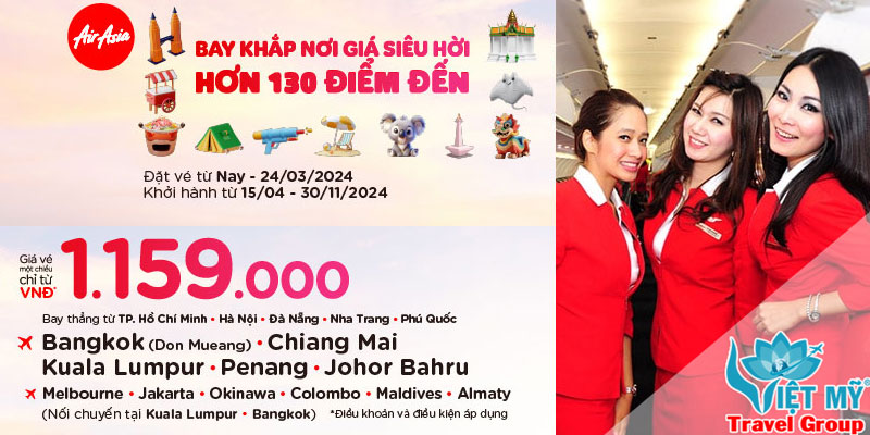 Ghé hơn 130 điểm đến cùng Air Asia - giá vé siêu HỜI!