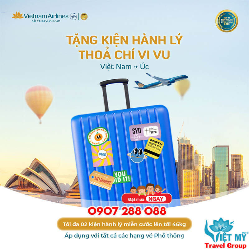 Tặng kiện hành lý bay Việt Nam - Úc từ Vietnam Airlines