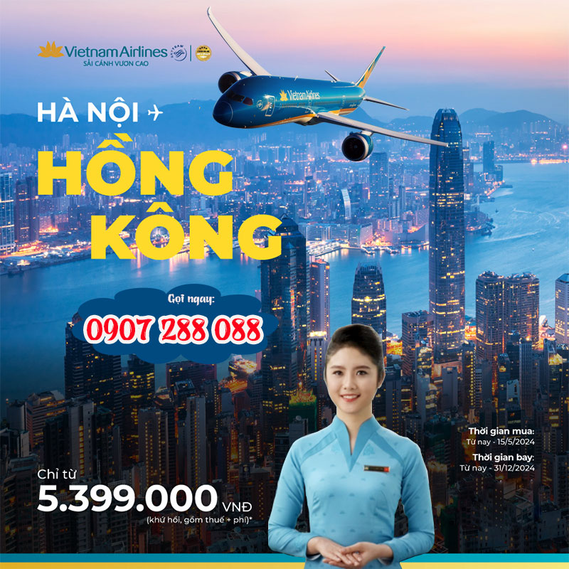 Hãng hàng không Vietnam Airlines tung ưu đãi chặng Hà Nội - Hongkong