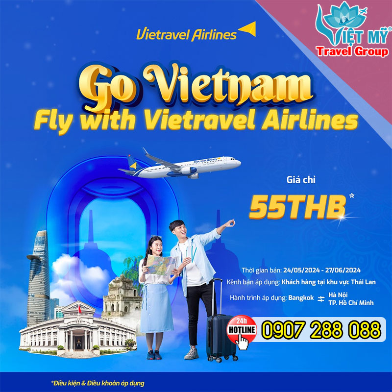 Bay chặng Việt - Thái giá từ 55 THB hãng Vietravel Airlines