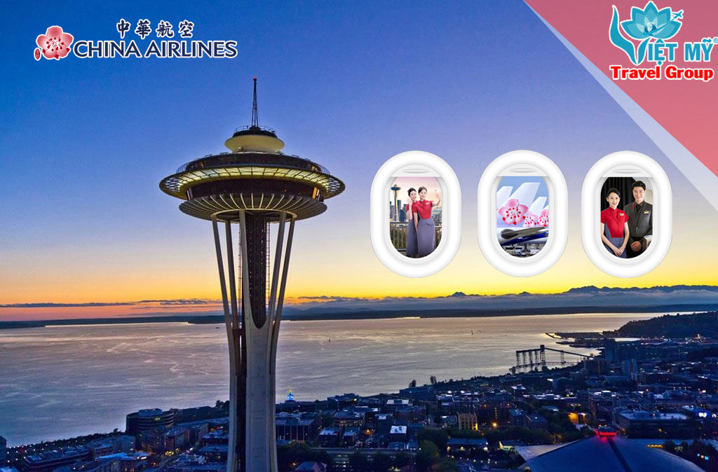 China Airlines tung khuyến mãi đến 22% dịp khai trương loạt đường bay mới từ TP HCM, Hà Nội, Đà Nẵng đến Seattle (Mỹ), khởi hành từ ngày 14/7.