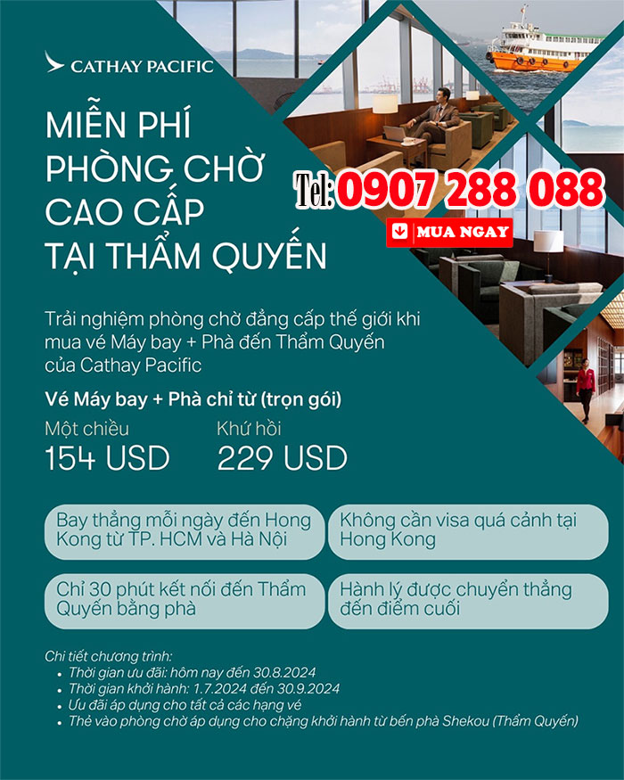 Trải nghiệm Phòng chờ Cao cấp miễn phí khi bay Thẩm Quyến với Cathay Pacific Airways