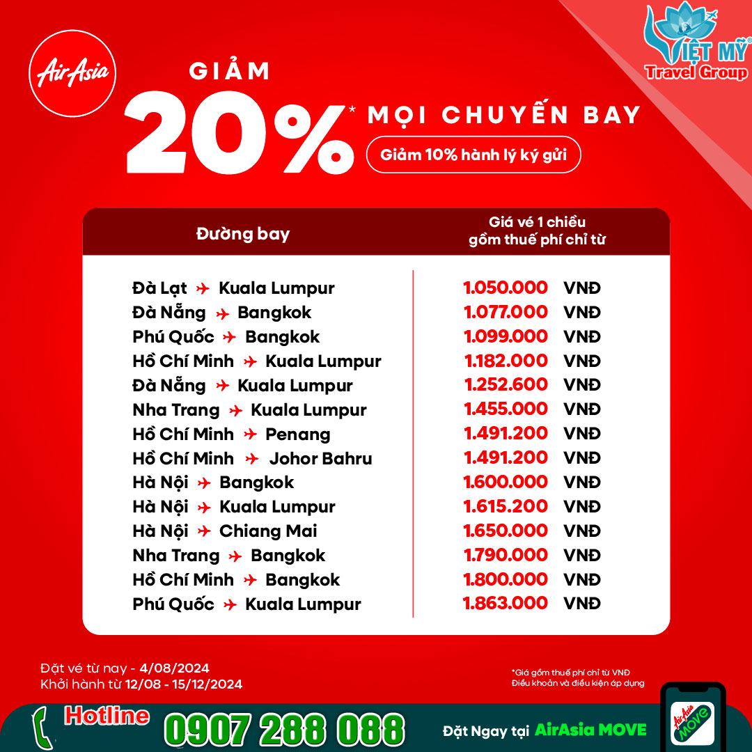 AirAsia tung Deal đậm sâu - GIẢM 20% GIÁ VÉ