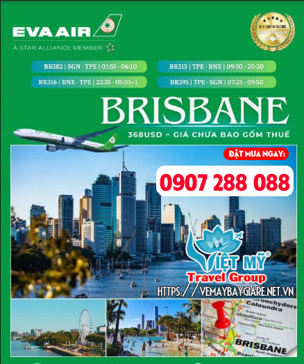 Cùng Eva Air bay đến Brisbane vào tháng 7 này