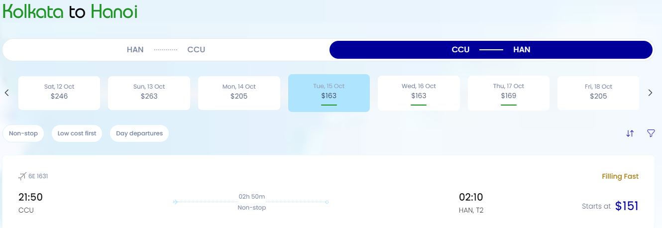 Mua vé máy bay Nội Bài đến Kolkata hãng Indigo Airlines