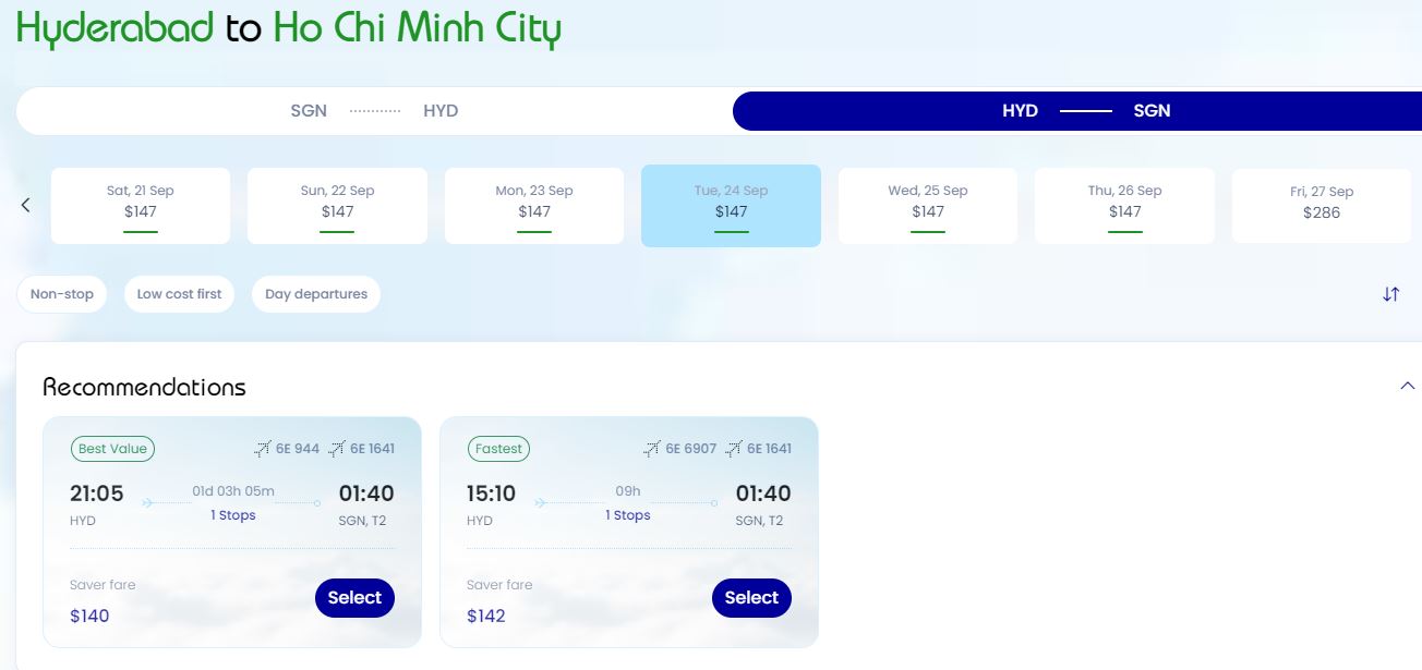Chi tiết lượt về Hyderabad - Tp. Hcm: