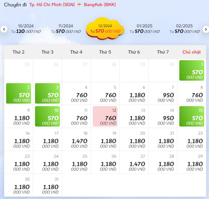 Vé máy bay Tp.HCM - Bangkok từ Vietjet Air