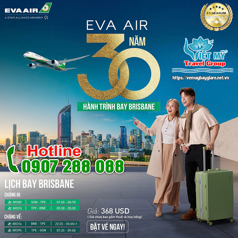 Eva Air 30 năm - hành trình bay Brisbane ÚC