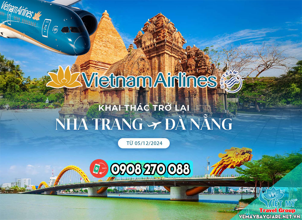 Vietnam Airlines khai thác trở lại đường bay Nha Trang - Đà Nẵng từ ngày 05/12/2024