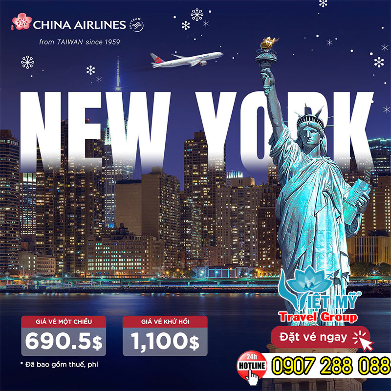 China Airlines ưu đãi vé bay đi Mỹ - Canada dịp Giáng Sinh
