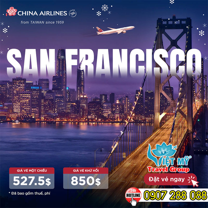 China Airlines ưu đãi vé bay đi Mỹ - Canada dịp Giáng Sinh