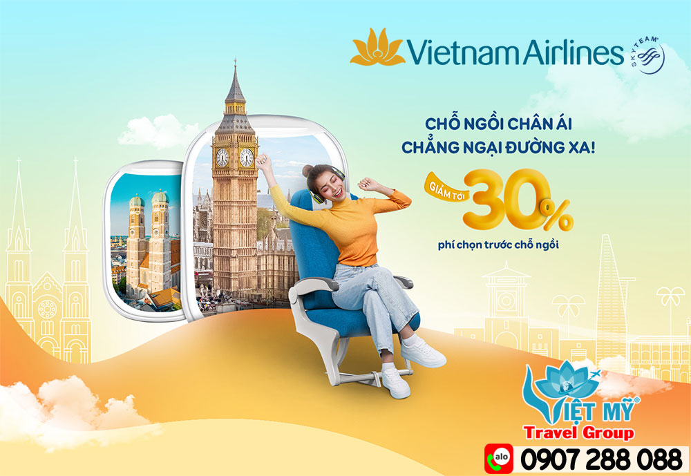 Vietnam Airlines GIẢM đến 30% phí chọn trước chỗ ngồi