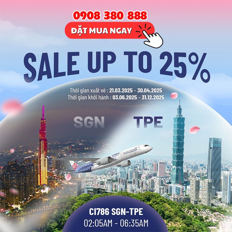 GIẢM đến 25% giá vé đi Đài Bắc từ China Airlines