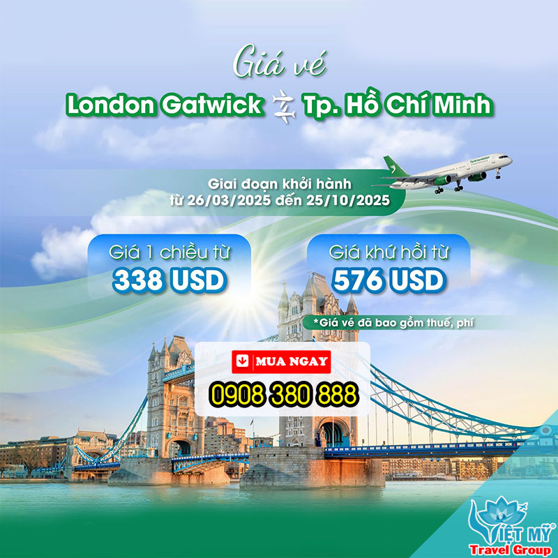 Turkmenistan Airlines ưu đãi vé London - Sài Gòn