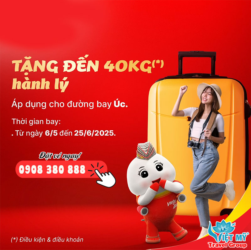 Hãng Vietjet Air tặng hành ký ký gửi tối đa - cực HÓT trong 05/2025