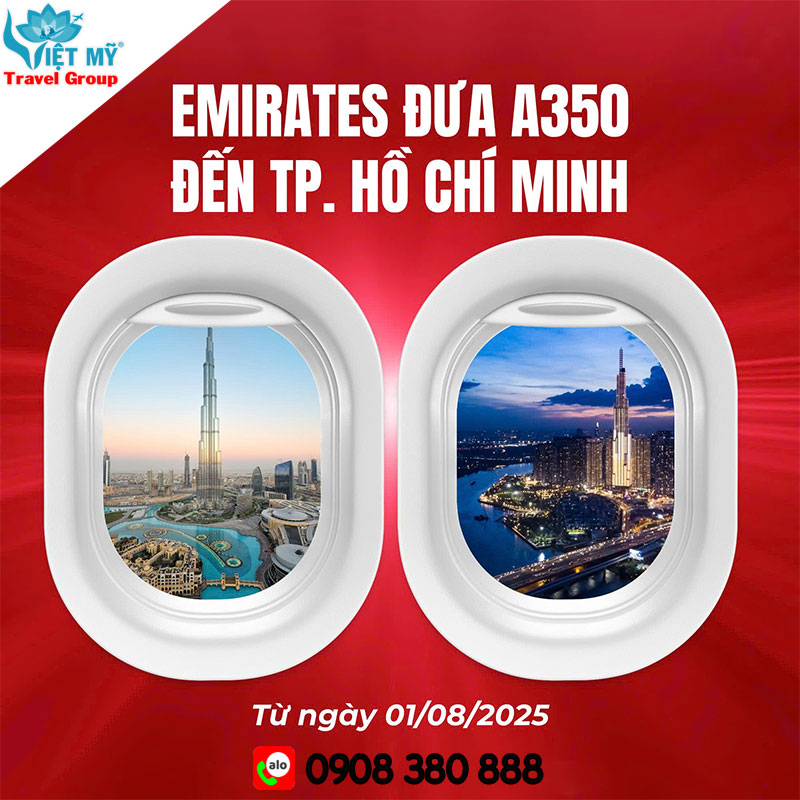 Emirates nâng cấp đường bay Dubai - TpHCM với máy bay A350 hiện đại