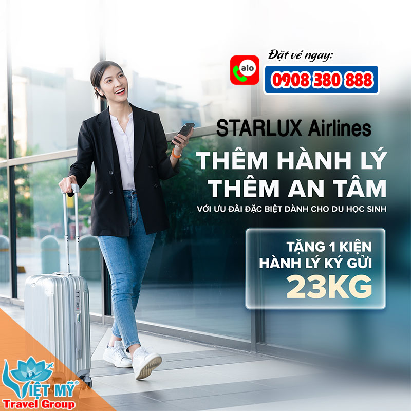 STARLUX tặng thêm hành lý ký gửi cho du học sinh bay Mỹ