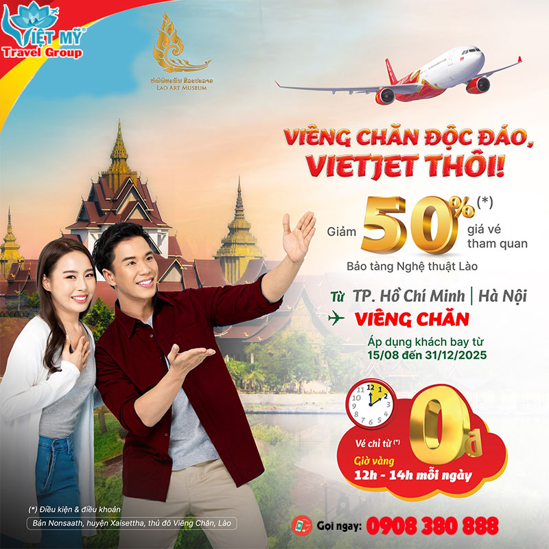 Bay Vietjet - Giảm 50% vé tham quan Bảo tàng Nghệ thuật Lào