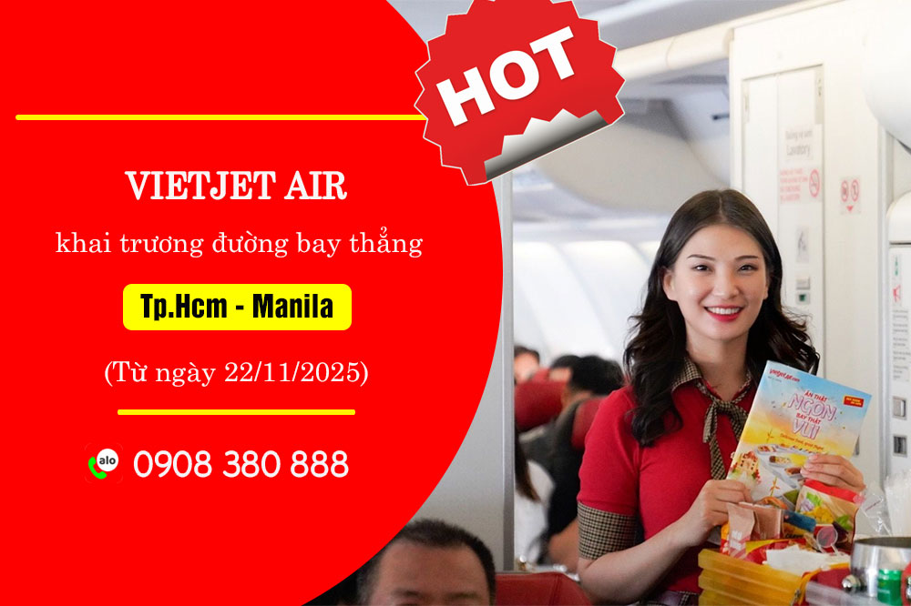 Vietjet khai trương đường bay thẳng TP.HCM - Manila từ 22/11