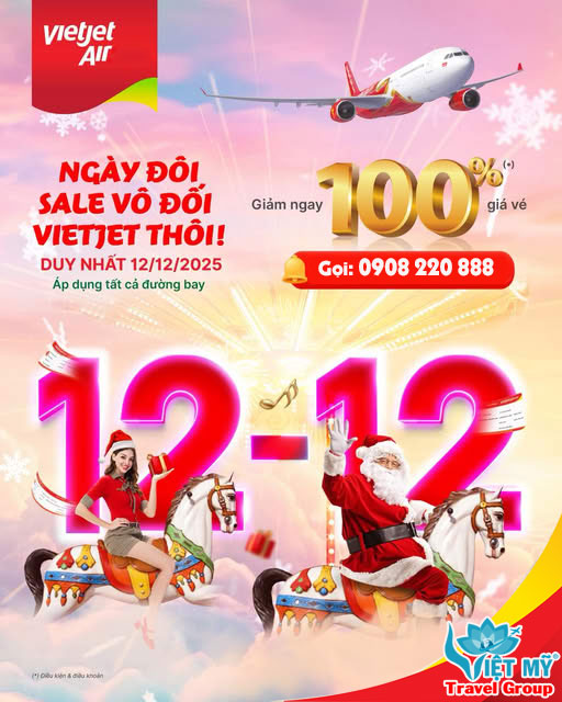 Vietjet mở ưu đãi 12-12 và Giảm đến 100% giá vé Eco