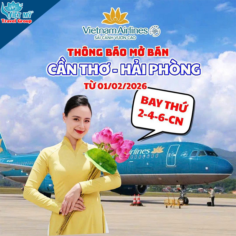 Vietnam Airlines mở đường bay Cần Thơ – Hải Phòng từ ngày 1/2/2026