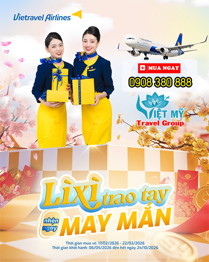 Lì xì đầu năm Bính Ngọ 2026 – Vietravel Airlines giảm 35.000 VND/chặng