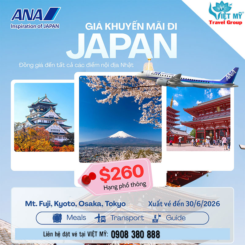 Bay Nhật Bản cùng ANA – Đồng giá Tokyo, Osaka, Kyoto cực tốt