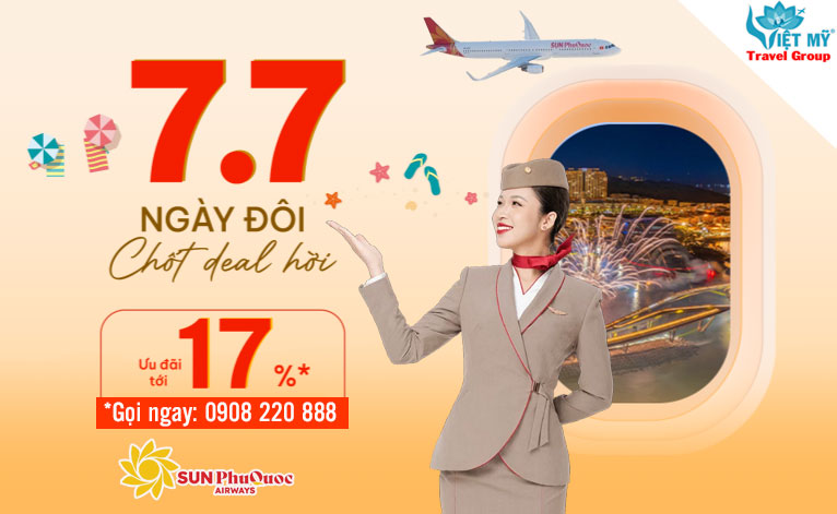 Ngày đôi 7/7 Sun PhuQuoc Airways giảm đến 17% giá vé cơ bản