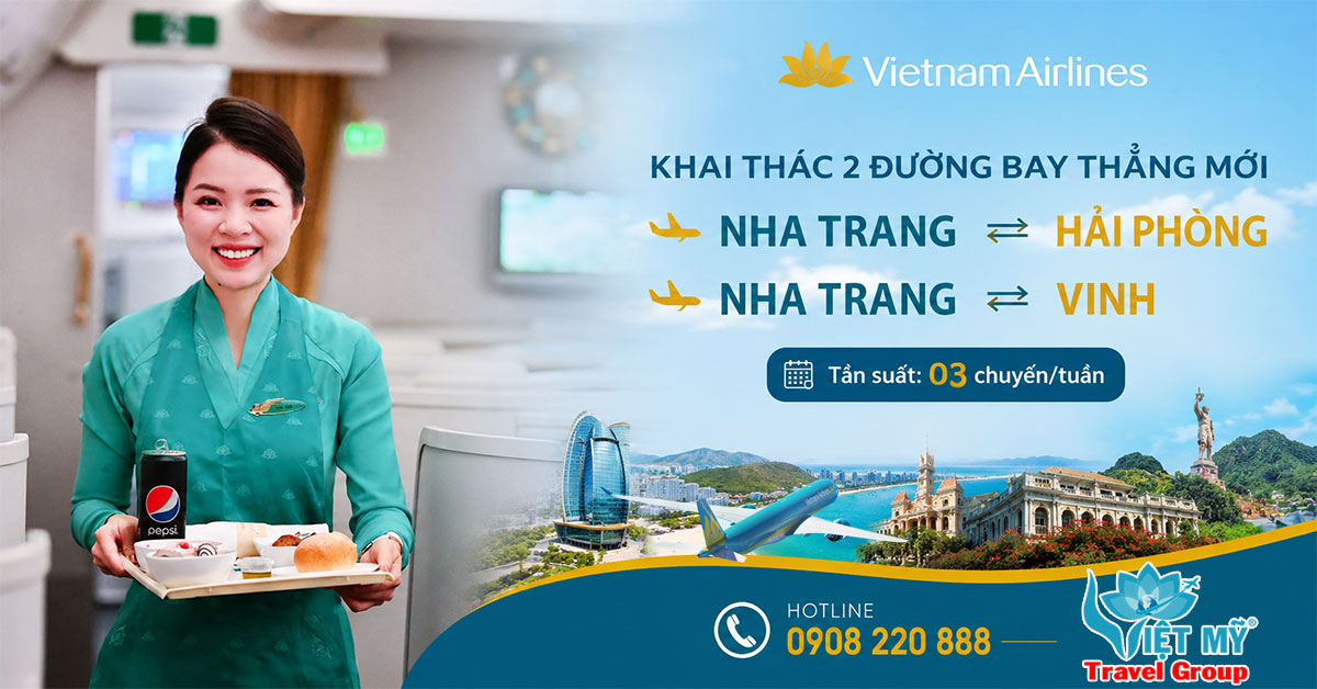 Vietnam Airlines mở 2 đường bay thẳng mới từ Nha Trang đến Hải Phòng và Vinh