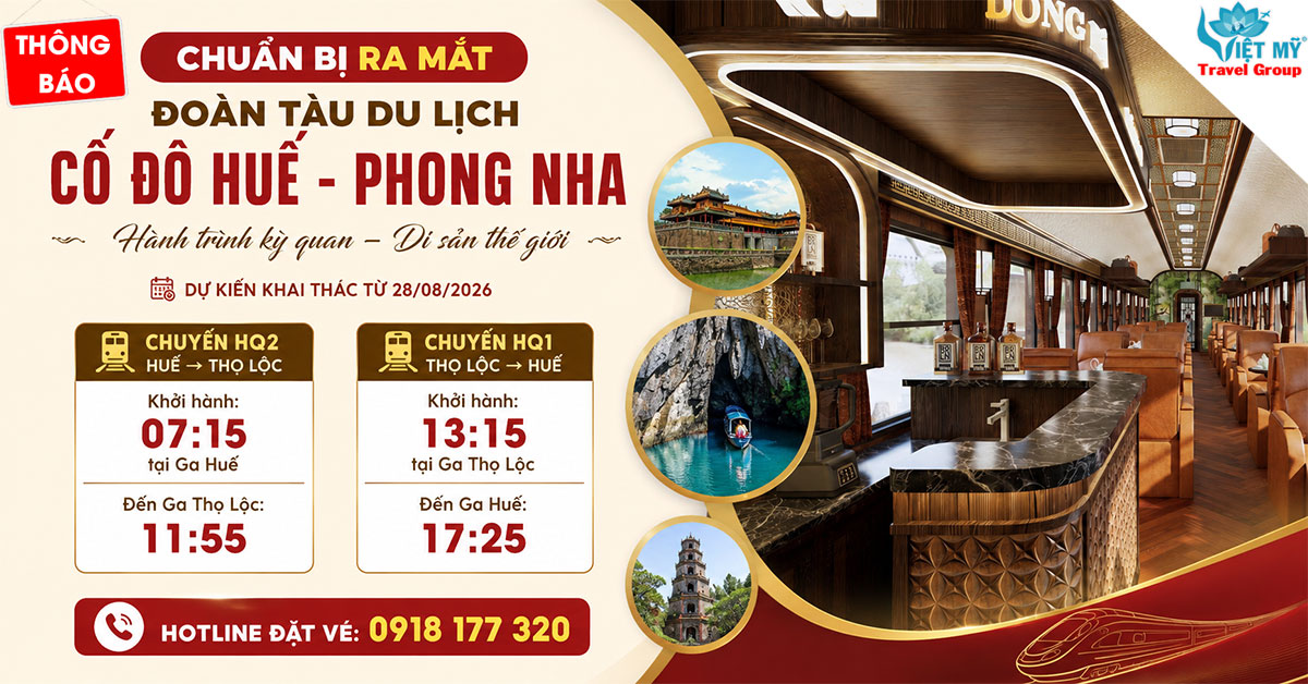 Đoàn tàu Huế – Phong Nha chuẩn bị chính thức lăn bánh từ 28/08/2026
