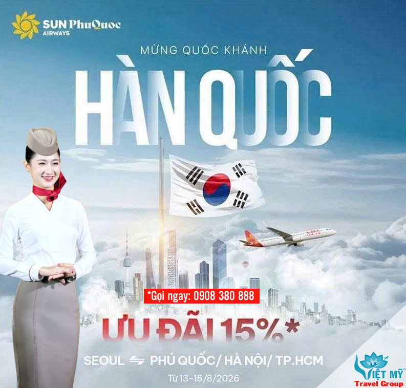 Săn ưu đãi 15% vé Seoul – Phú Quốc, Hà Nội, TP.HCM