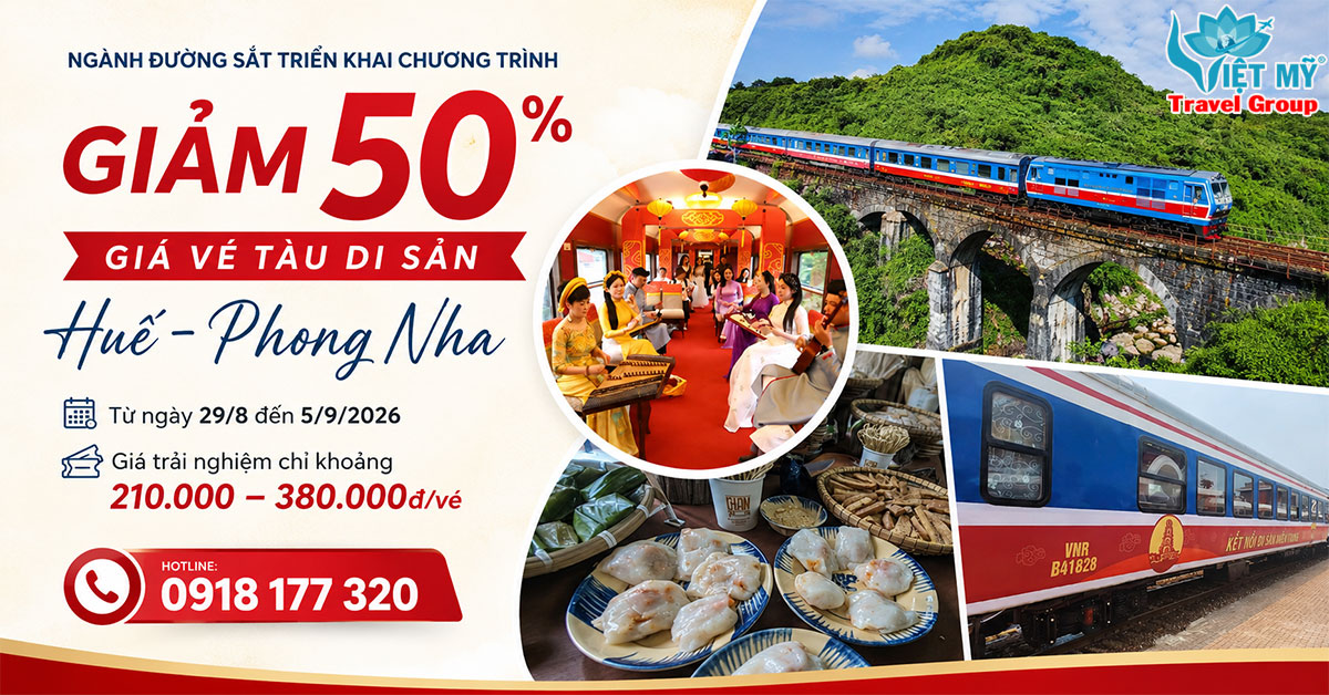 Tàu di sản Huế – Phong Nha giảm 50% tuần lễ khai trương
