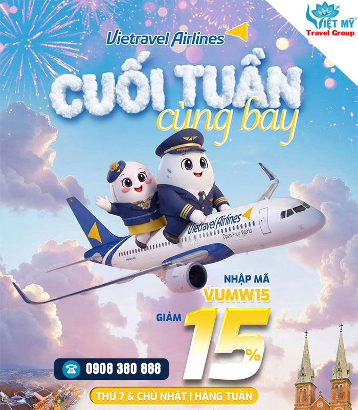 Săn vé Vietravel Airlines giảm 15% – Bay đến tháng 3/2027
