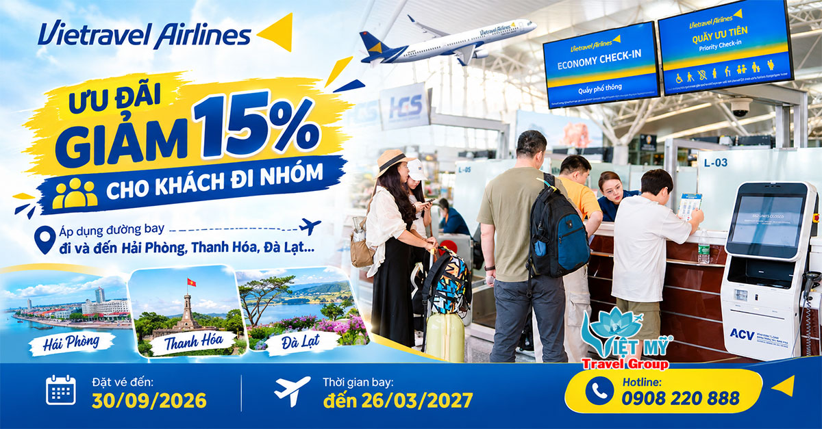 Vietravel Airlines tung ưu đãi giảm 15% cho khách đi nhóm