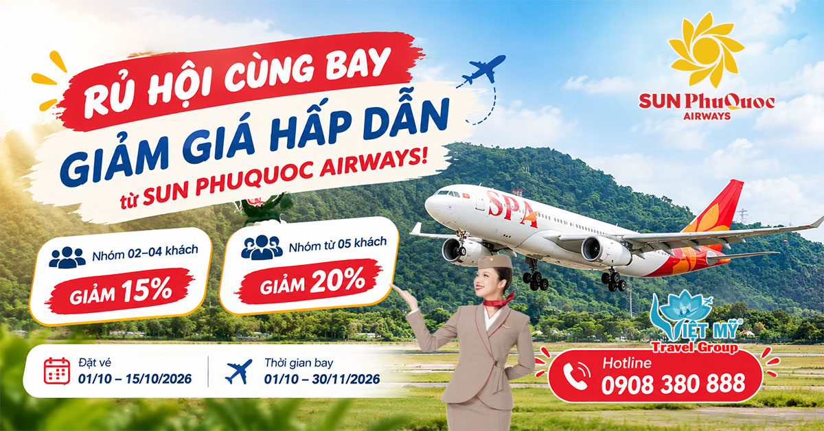 Đặt vé theo nhóm, nhận ưu đãi hấp dẫn từ Sun PhuQuoc Airways