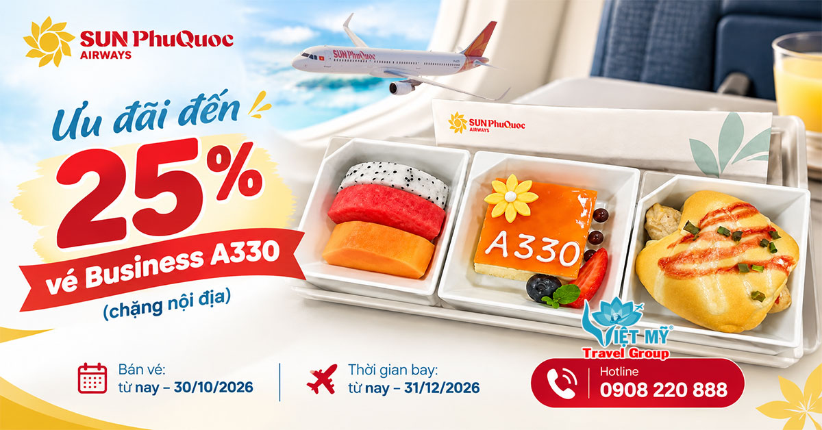 Vé Business Sun PhuQuoc Airways giảm đến 25% cho chặng nội địa