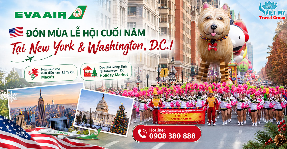 Vé máy bay EVA Air đi Mỹ - Đón mùa lễ hội cuối năm