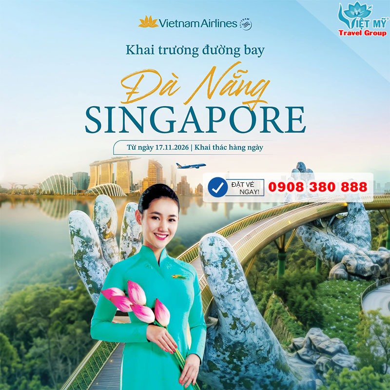 Vietnam Airlines khai trương đường bay Đà Nẵng - Singapore, giá khứ hồi chỉ từ 5.266.000 đồng (tặng thêm 23 kg hành lý)